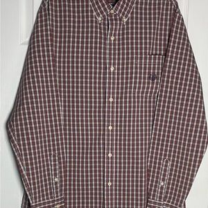 Roundtree & Yorke Men's Plaid Shirt - Brown and White